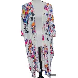Umgee Open Front Watercolor Duster Kimono Size M/L